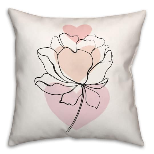Flower Line Drawing Throw Pillow